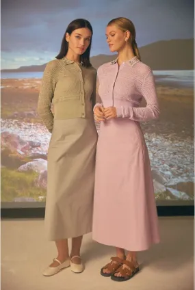 Aline Cotton Skirt with Side Button Waistband Closure