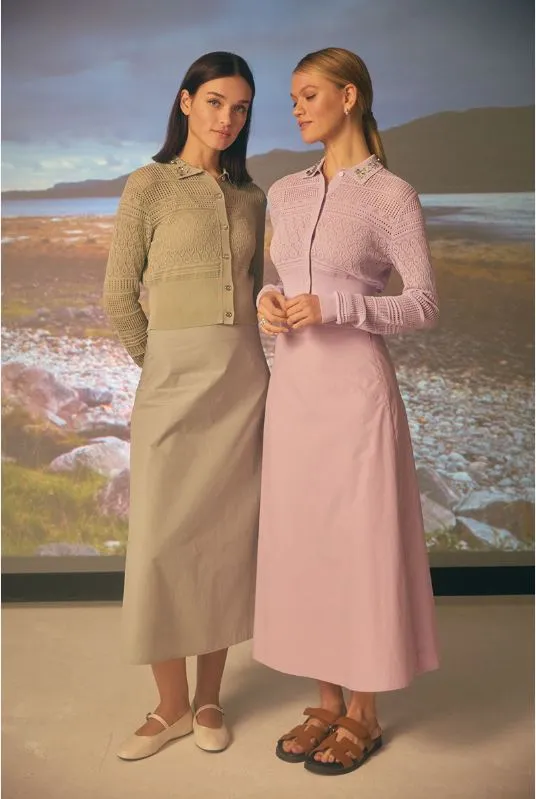 Aline Cotton Skirt with Side Button Waistband Closure
