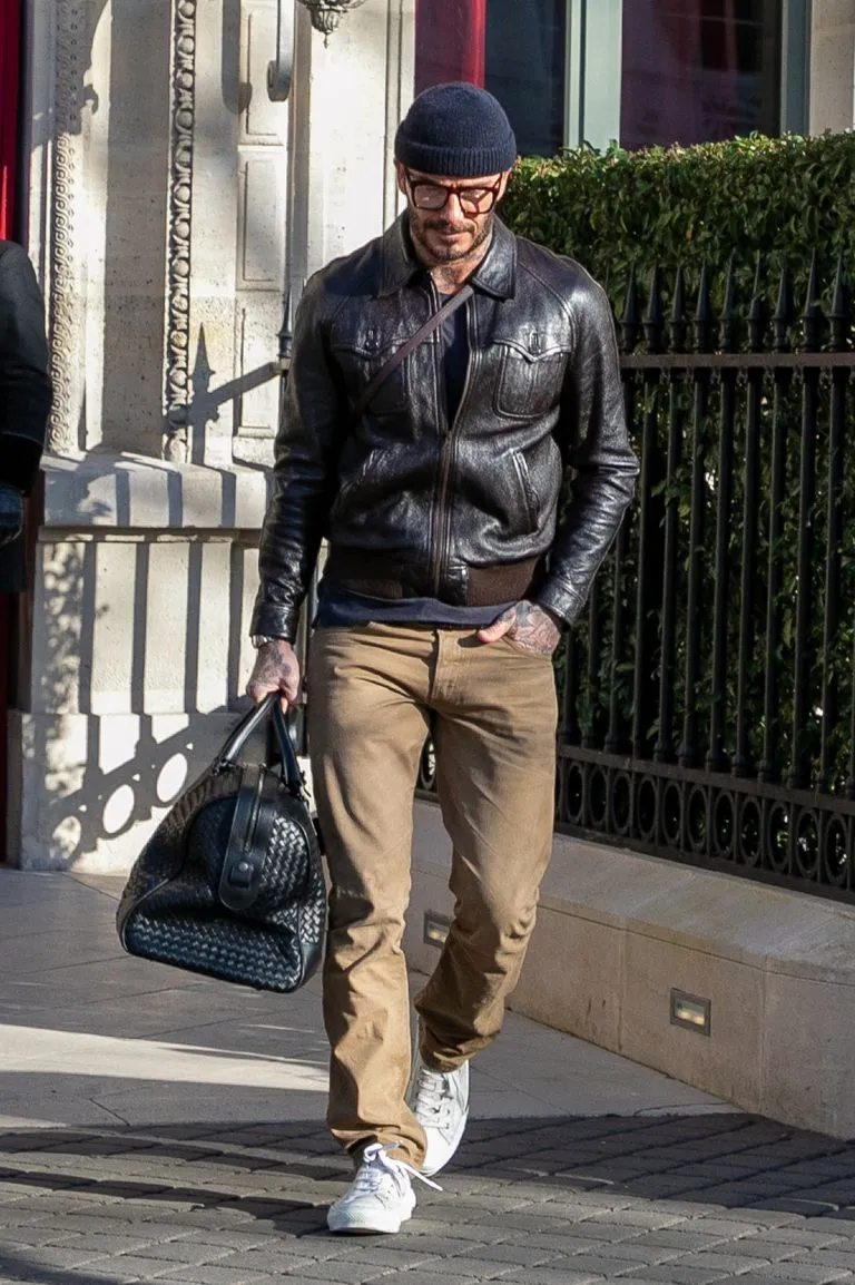 David Beckham Brown Stylish Leather Jacket by TJS