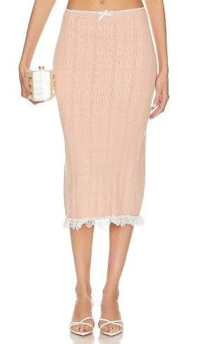 For Love & Lemons Andy Midi Skirt in Pink