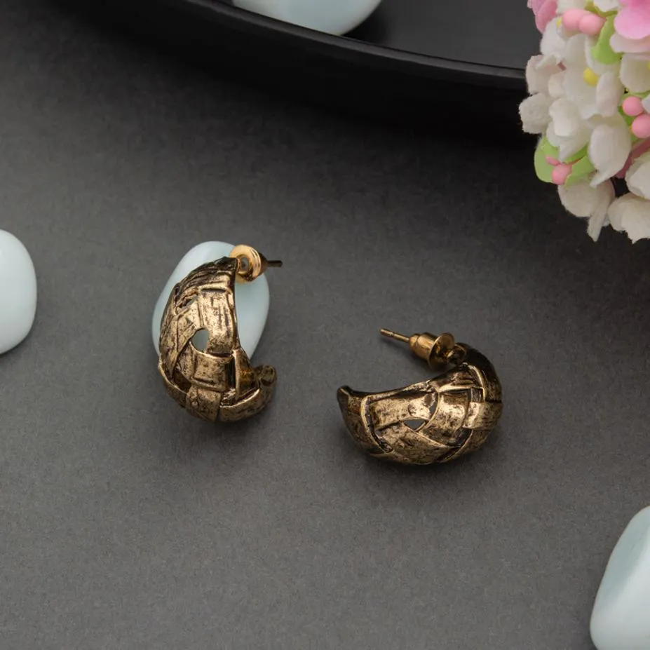 Gold / Antique Gold / Silver Plated Designed Fashion Hoops Earring