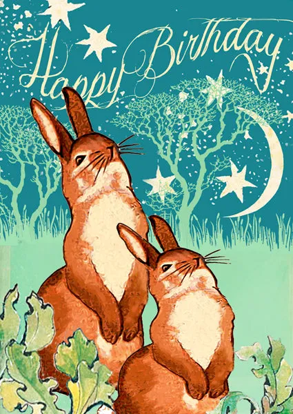 Happy birthday rabbit card