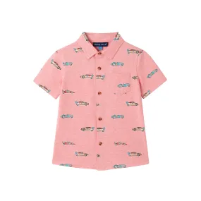 Kids (2-7) Knit Buttondown | Car Print