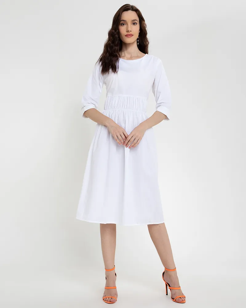Millie Shirred Detail 3/4 Sleeves Short Dress