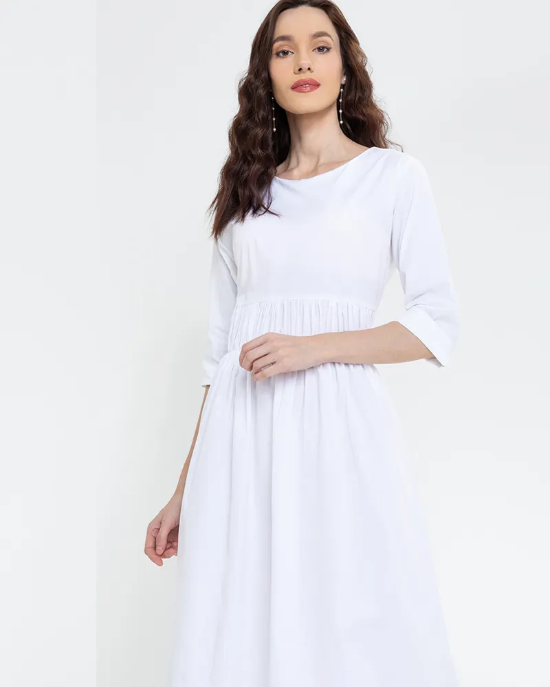 Millie Shirred Detail 3/4 Sleeves Short Dress