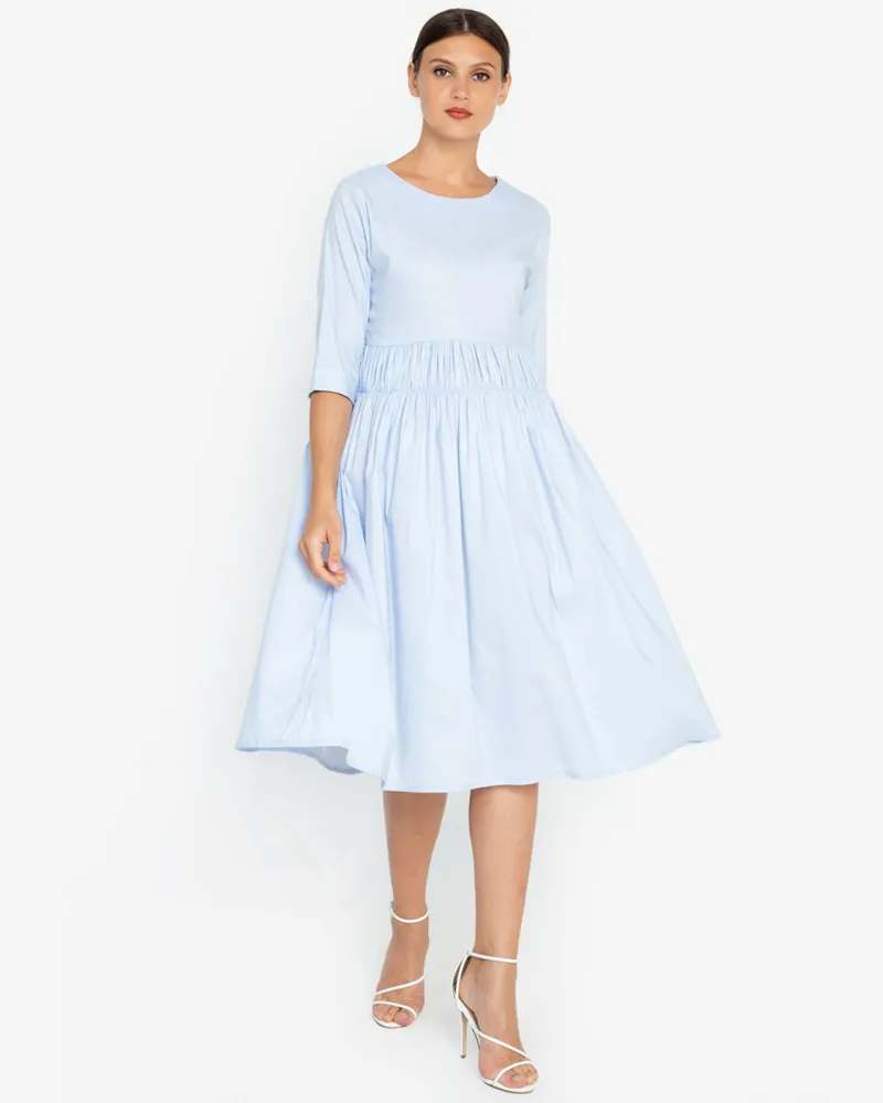 Millie Shirred Detail 3/4 Sleeves Short Dress