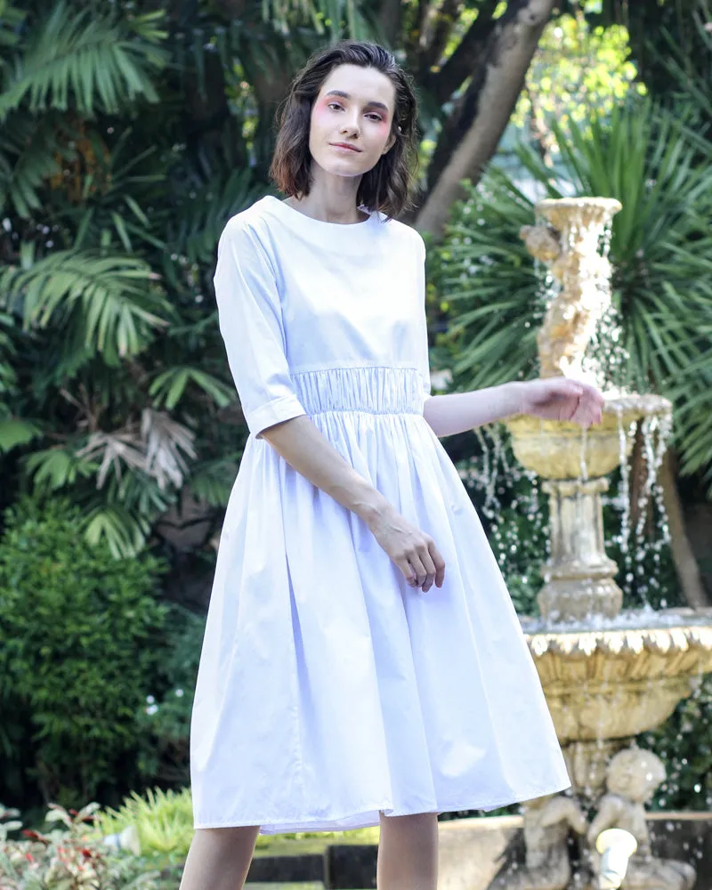 Millie Shirred Detail 3/4 Sleeves Short Dress