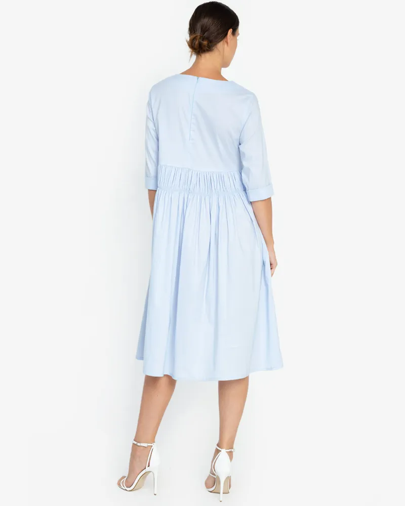 Millie Shirred Detail 3/4 Sleeves Short Dress