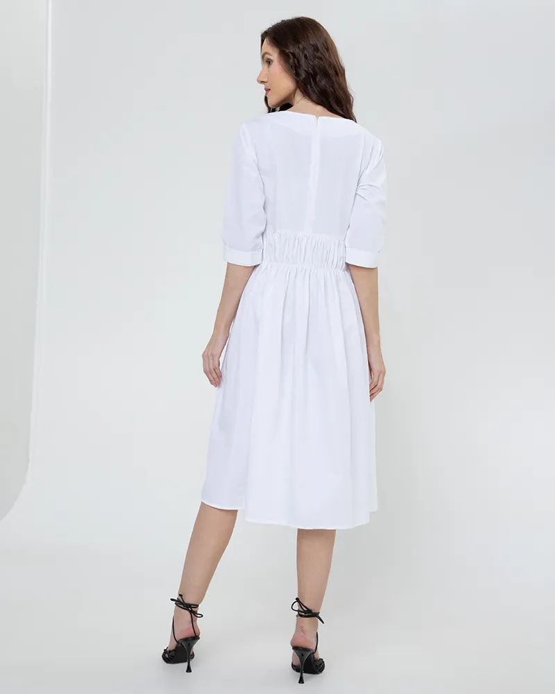 Millie Shirred Detail 3/4 Sleeves Short Dress