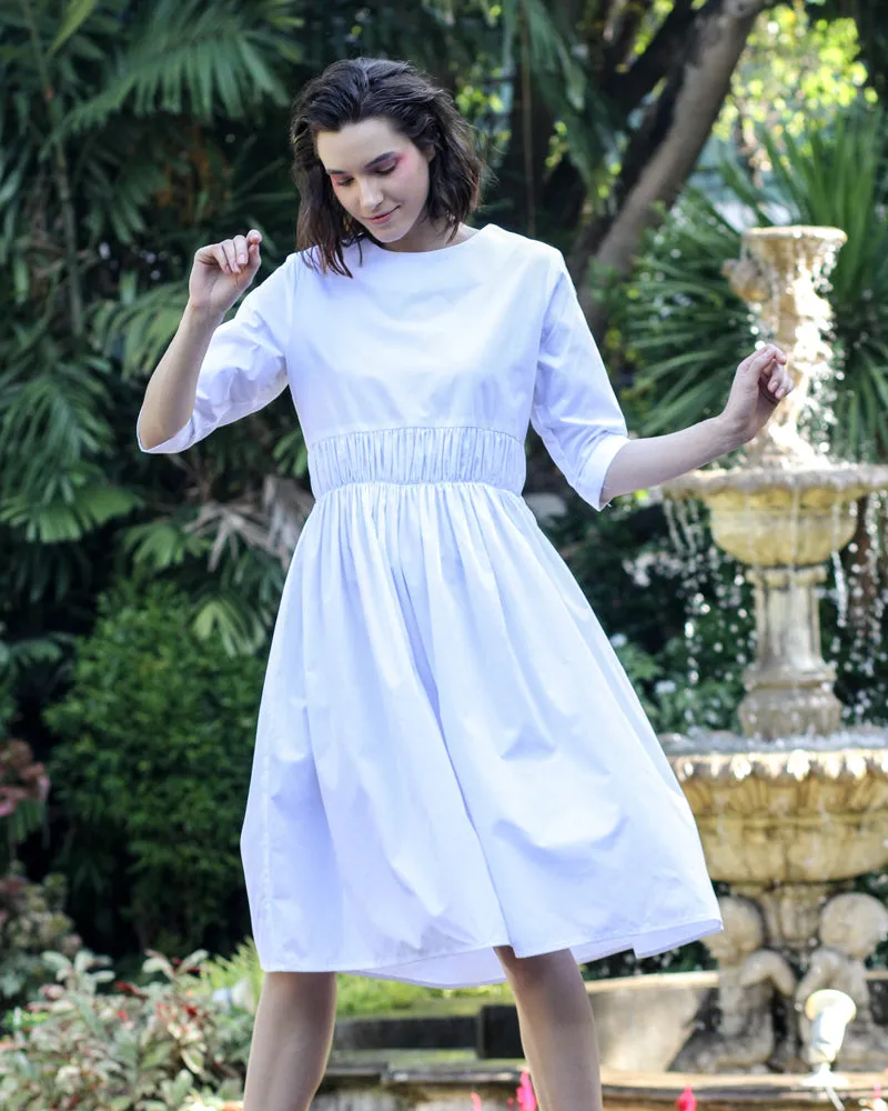 Millie Shirred Detail 3/4 Sleeves Short Dress