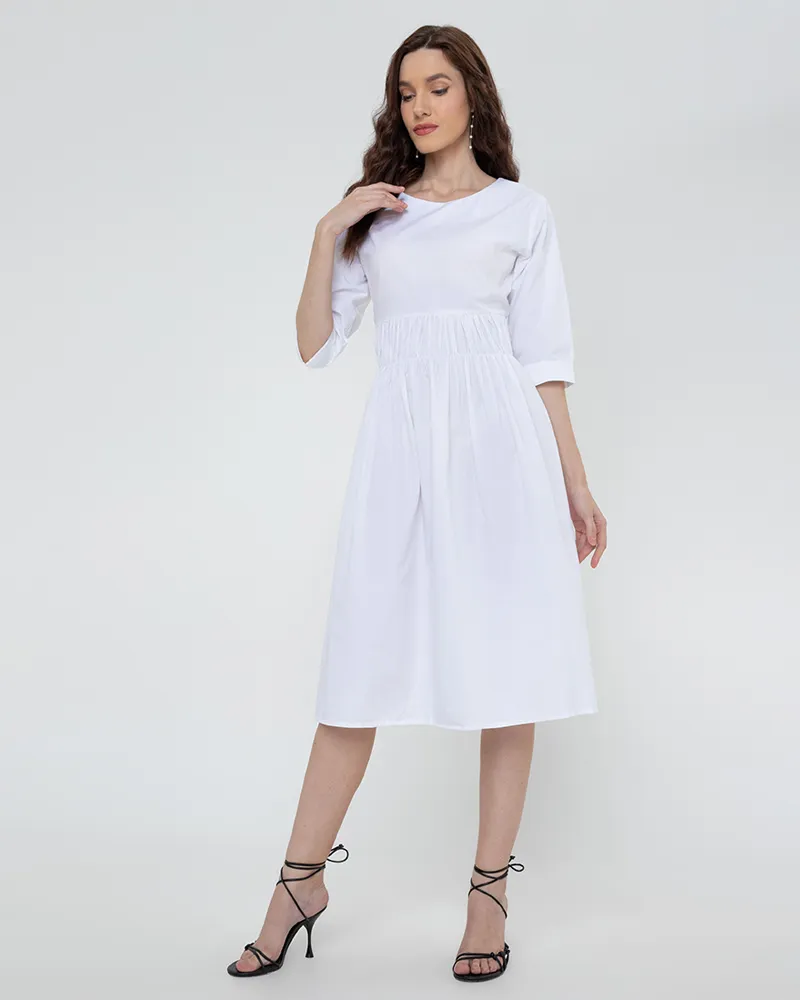 Millie Shirred Detail 3/4 Sleeves Short Dress