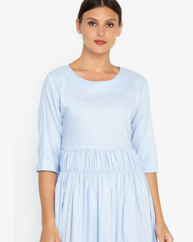 Millie Shirred Detail 3/4 Sleeves Short Dress