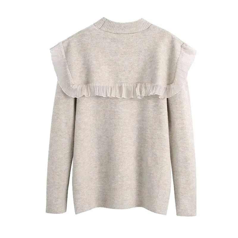 ORGANZA RUFFLED KNITTED SWEATER