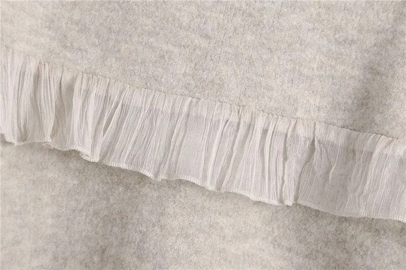 ORGANZA RUFFLED KNITTED SWEATER