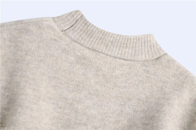 ORGANZA RUFFLED KNITTED SWEATER