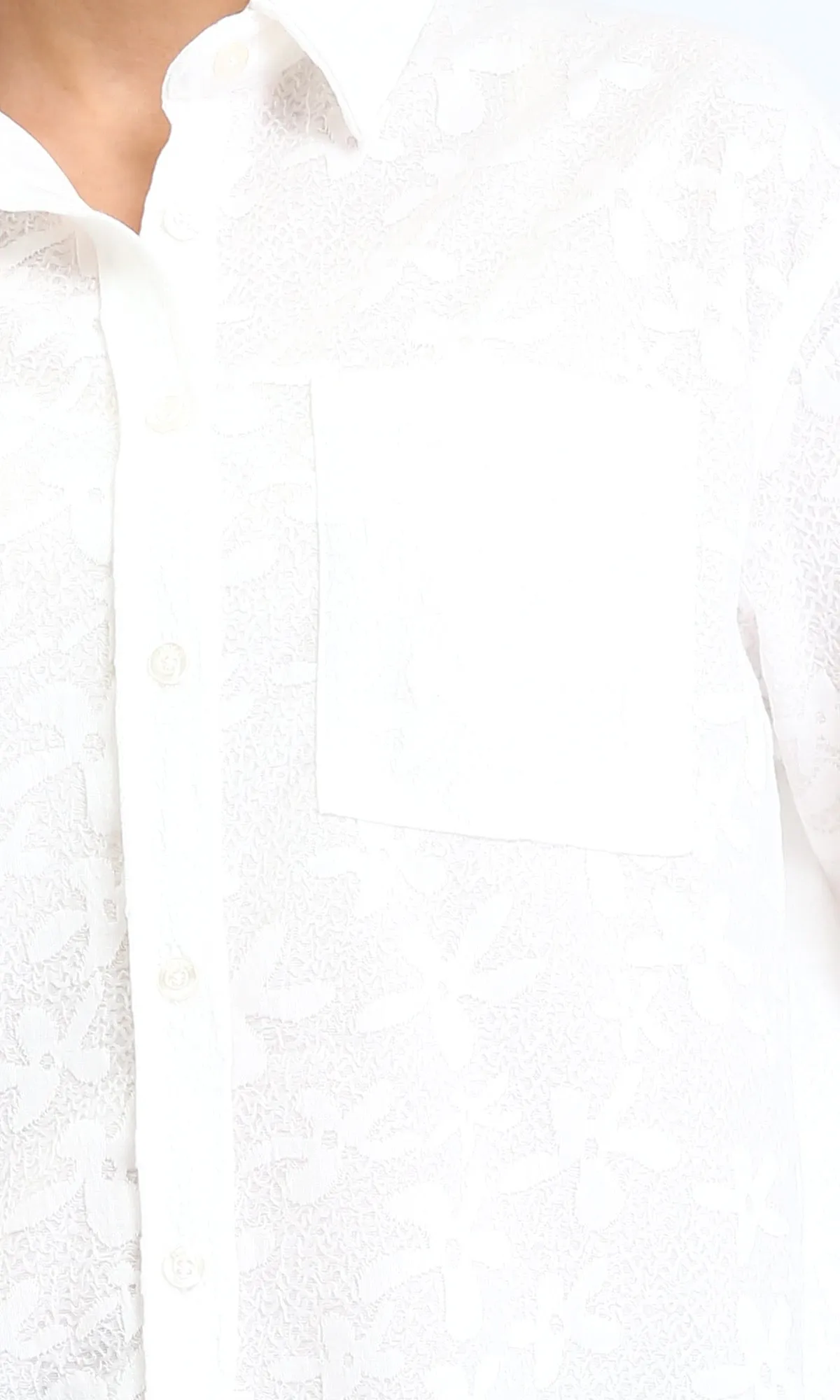 R206078 - Long Sleeve Cotton Floral Shirt - White