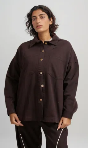 R206875 -Gabardine Overshirt - Brown