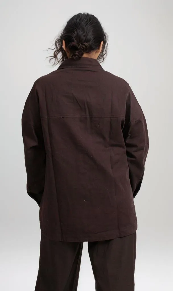R206875 -Gabardine Overshirt - Brown
