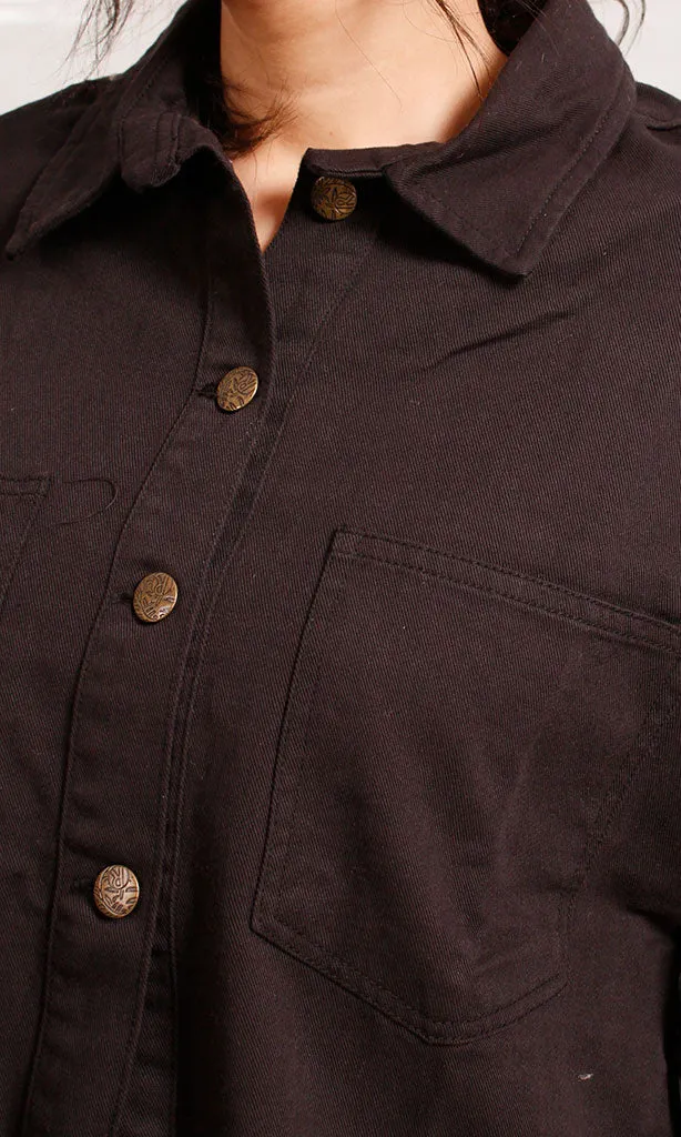 R206875 -Gabardine Overshirt - Brown