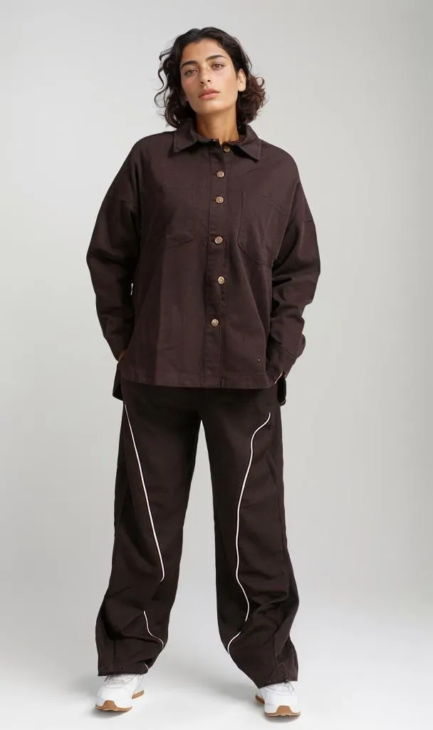 R206875 -Gabardine Overshirt - Brown