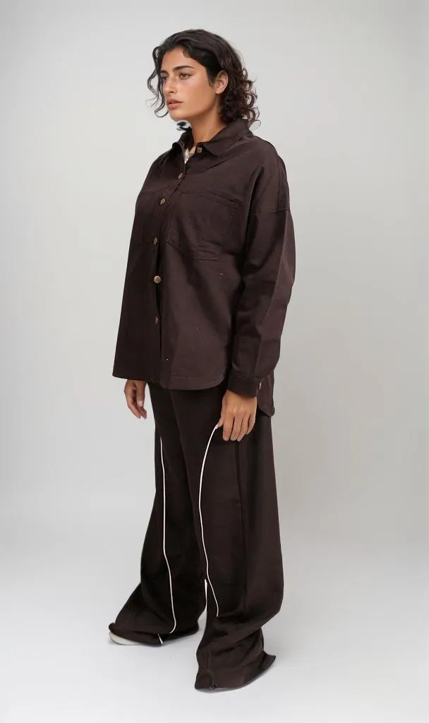 R206875 -Gabardine Overshirt - Brown