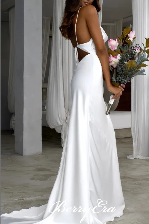 Simple Popular Wedding Dresses, Spaghetti Straps Wedding Dresses