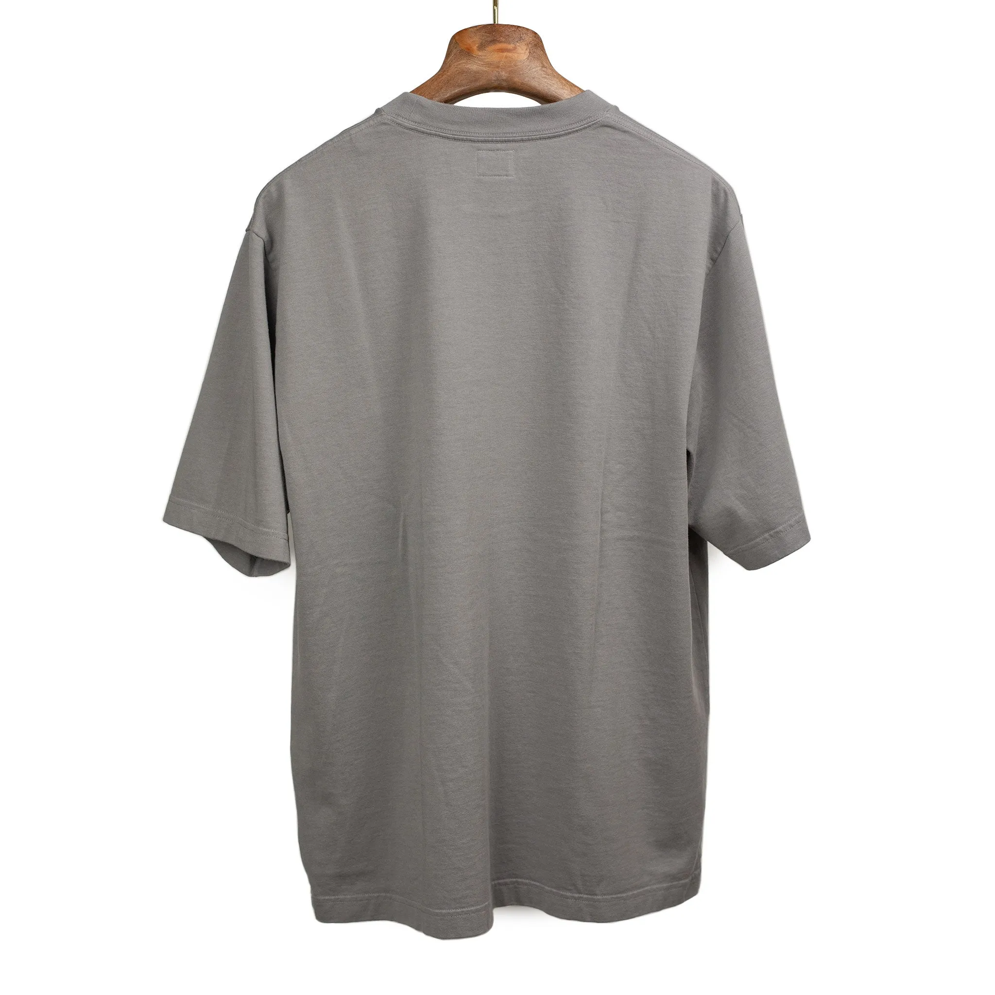 Soft cotton crewneck pocket tee in mid-grey