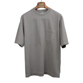 Soft cotton crewneck pocket tee in mid-grey