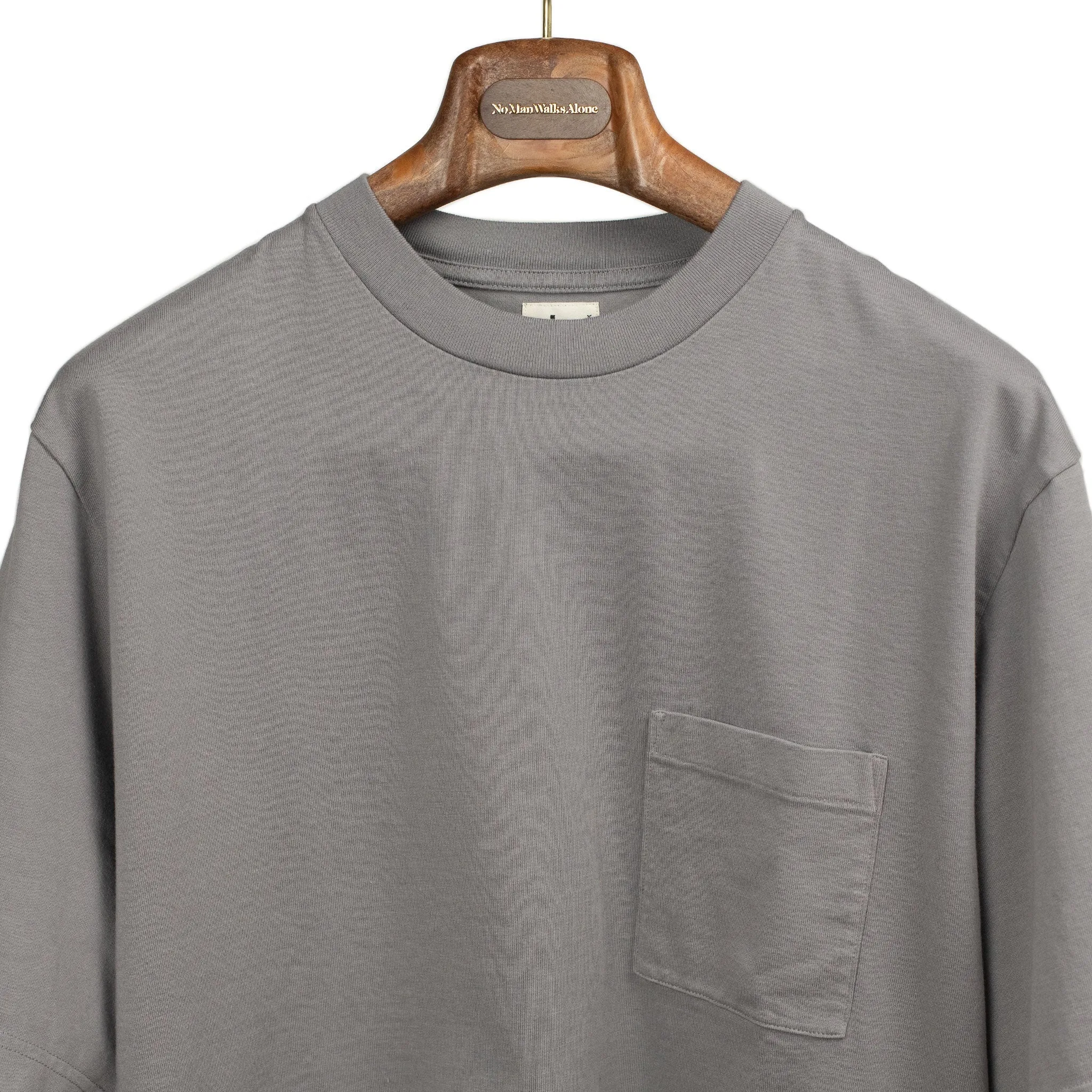 Soft cotton crewneck pocket tee in mid-grey