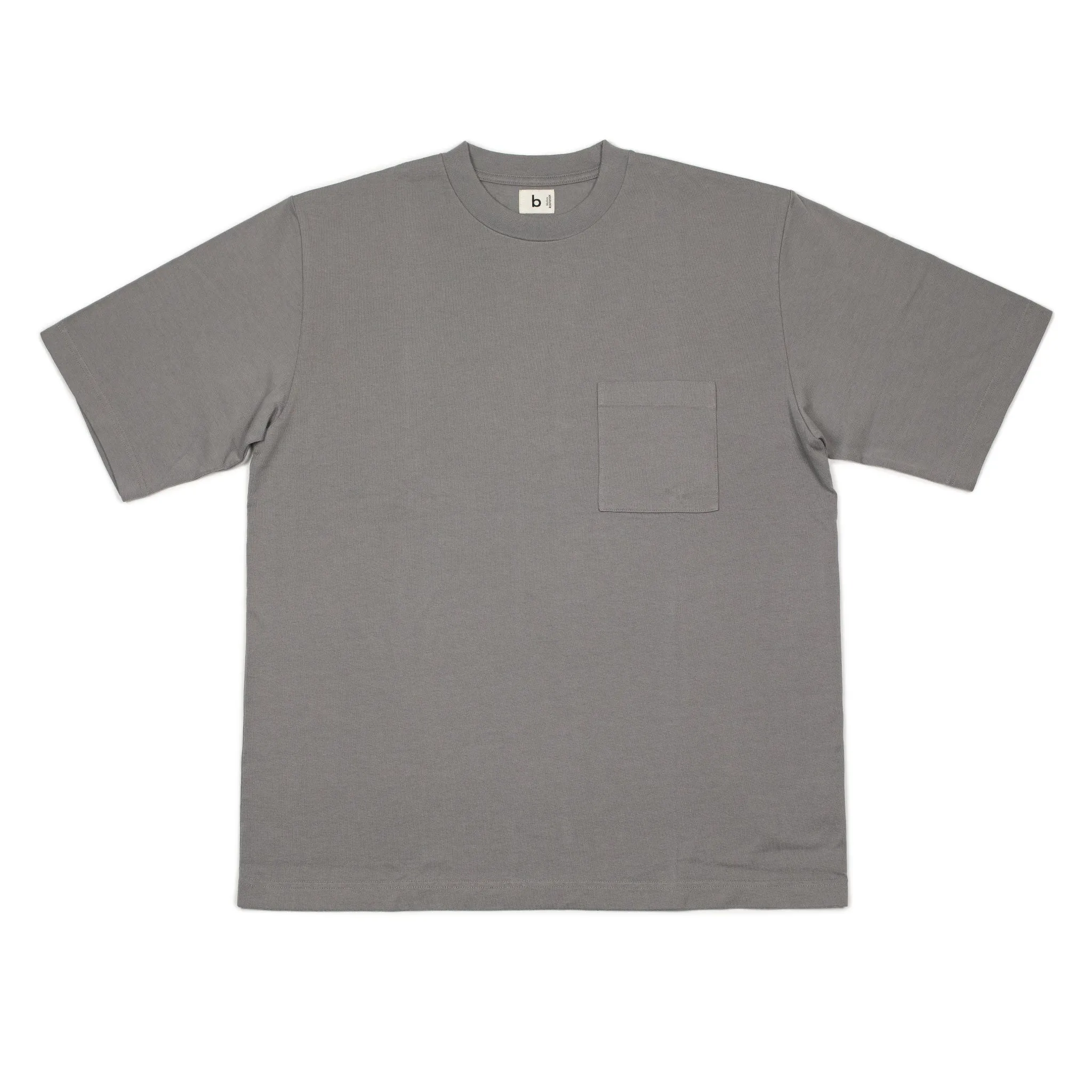 Soft cotton crewneck pocket tee in mid-grey