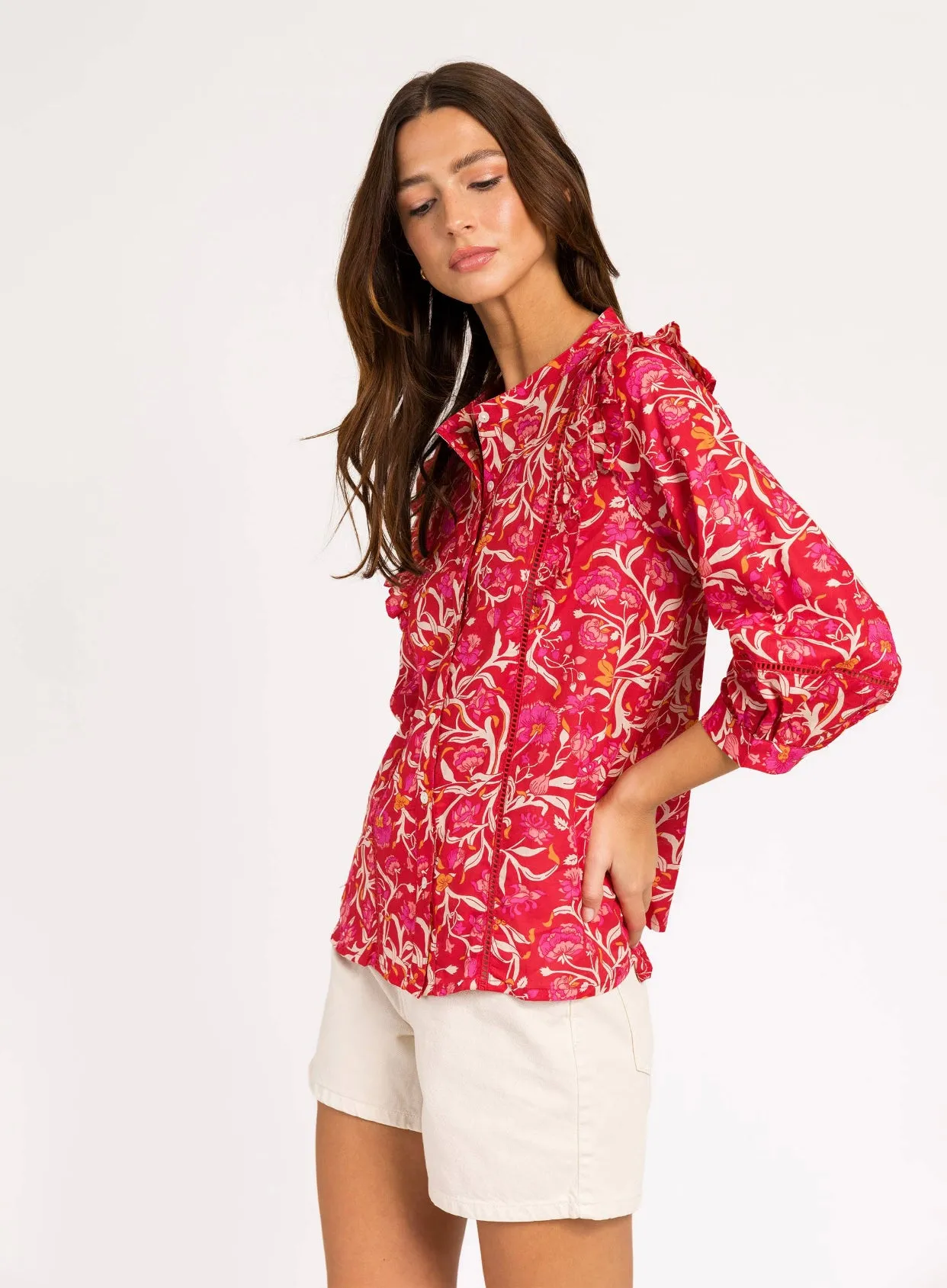 Solena Cotton Blouse: Red