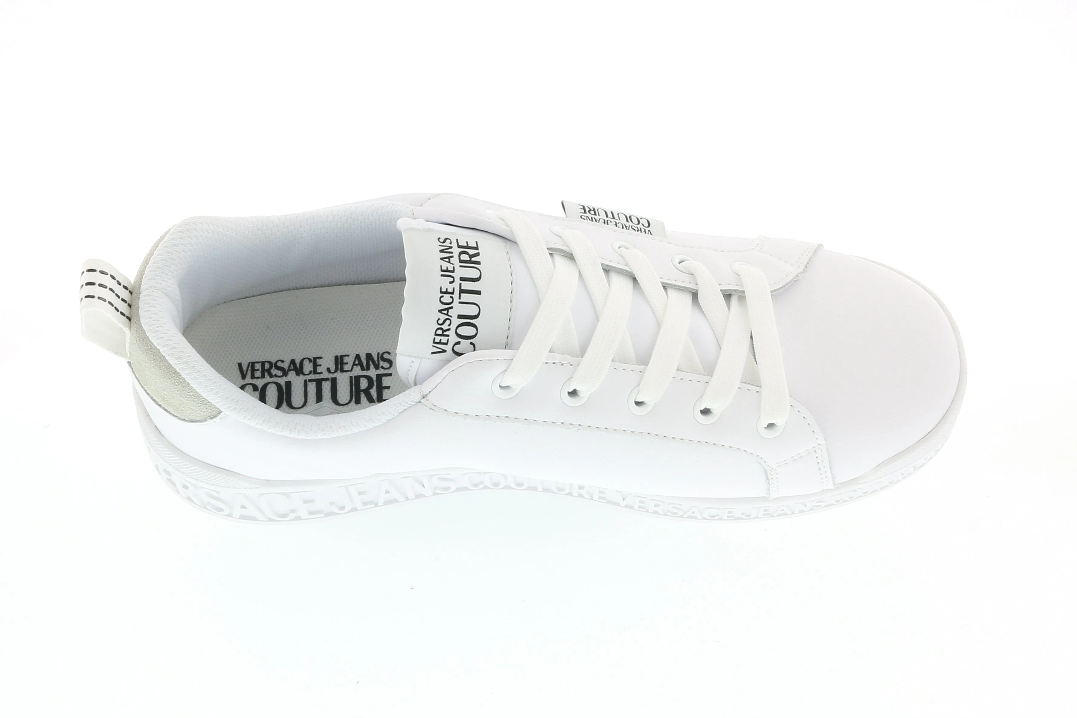 Versace Jeans Couture White Lace Up Classic Sneakers-