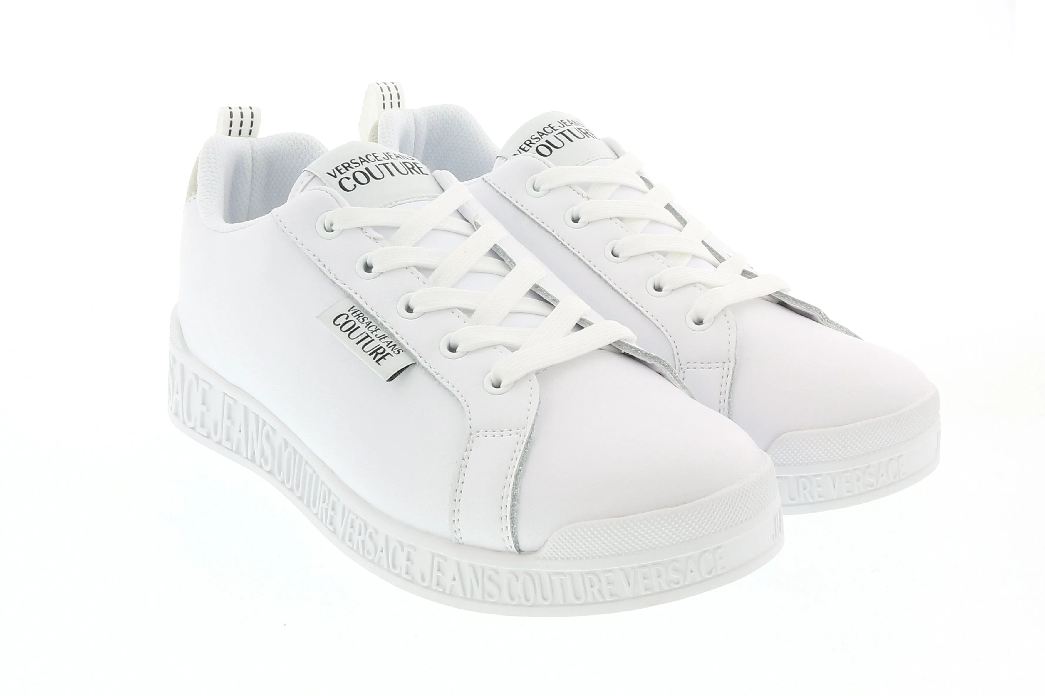 Versace Jeans Couture White Lace Up Classic Sneakers-