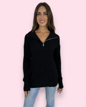 Violet Zip Knit - Black