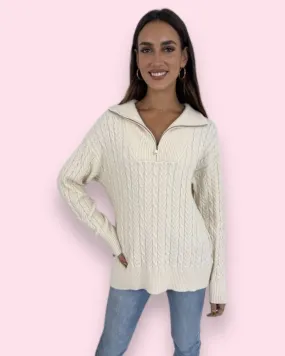 Violet Zip Knit - Cream