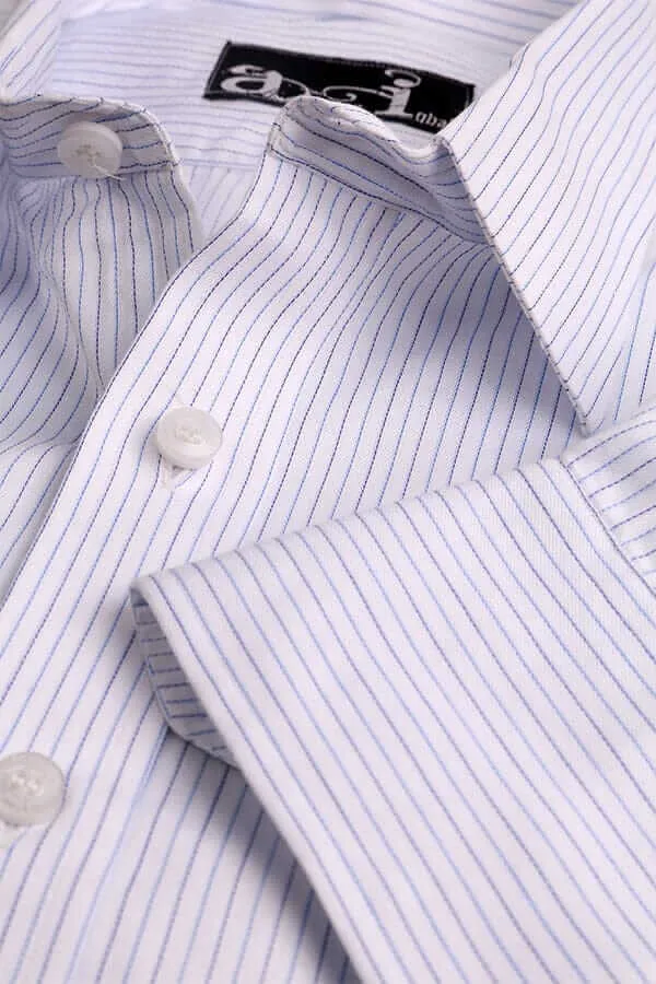 White with Grey Hairline Stripes Formal Shirt