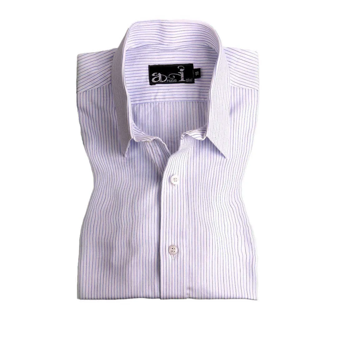 White with Grey Hairline Stripes Formal Shirt