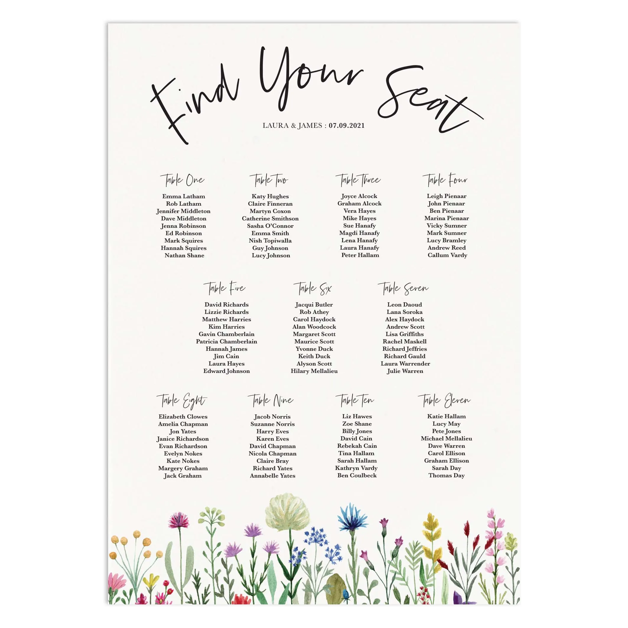 Wildflowers Table Plan
